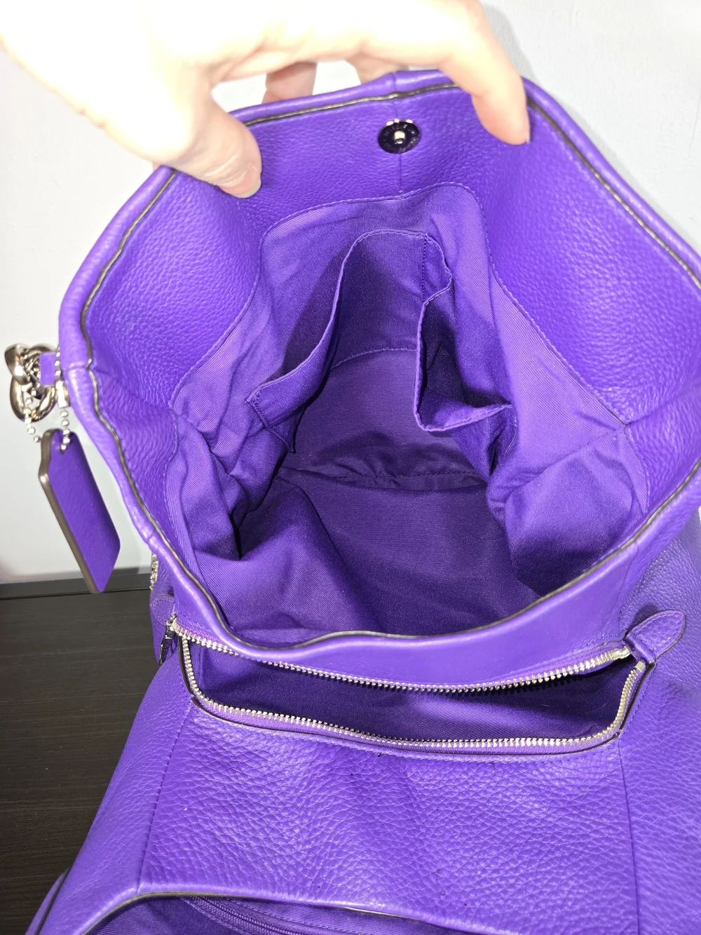 COACH Madison Phoebe Shoulder Bag Purple Pebble Leather Hobo F35723